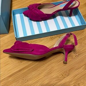 Draper James Fuchsia kitten heel sling backs